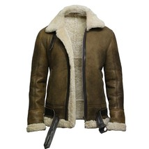 Men&#39;s Aviator Real Shearling Sheepskin Leather Bomber Flying Jacket-Ben - $159.99+