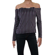 Ultra Flirt Womens Stripted Top Size Large Color Navy/Burgundy - £19.72 GBP