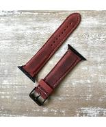 Apple Watch Band Burgundy Padded Leather For All Apple Watch Series - £38.32 GBP