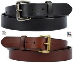 BUFFALO BELT - 1½&quot; Soft &amp; Supple Leather with Roller Buckle Amish Handma... - £42.78 GBP+
