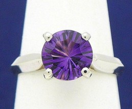NEW 2.20 ct Amethyst Solitaire Ring Real  Solid 14 kw White Gold 3.4 g Size 6.5 - £195.59 GBP