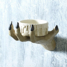 ~~ Creepy Hand Ceramic Wall Candle Holder w/ White LED Candle  ~~ NEW ~~ - $20.00