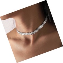 Chokers Silver Choker NecklaceCrystal Neck - £33.98 GBP