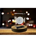 LED Base included | Moon 3D Engraved Crystal Novelty Decor - £31.35 GBP+