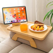 Bamboo Sofa Tray Table Clip On Side Table For Wide Couches Arm, Foldable... - $38.96