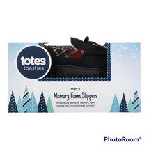 Totes Men&#39;s Faux Suede Slippers Size LARGE 9-10 Black Memory Foam Loafers NEW - $22.24