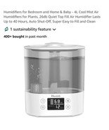 Humidifiers for Bedroom and Home &amp; Baby - 4L Cool Mist Air White  - $844.47 MXN