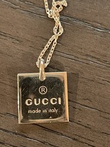 New Gucci Sterling Silver Plaque Charm Necklace - £170.86 GBP