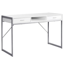 Monarch Specialties I 7364 48 in. White &amp; Silver Metal Computer Desk - £291.88 GBP