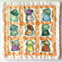 Miniature Dollhouse Quilt Sunbonnet Sam Handmade Vintage Intricate Embroidery - $169.32