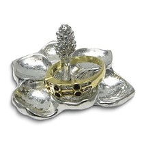 Magnolia Flower Handcrafted Pewter Ring Holder Jewelry Stand - $38.84 CAD
