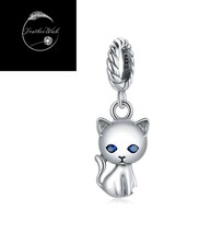 Cat Animal Pet Family Charm Genuine 925 Sterling Silver For Bracelets Friend Mum - £13.93 GBP