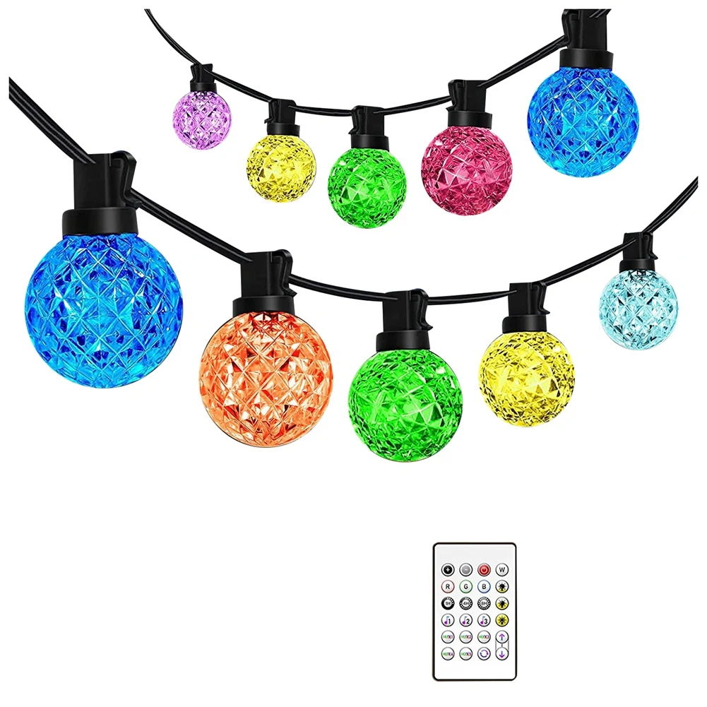 String lights g40 patio lights with 25 led shatterproof bulbs and remote music sync and thumb200