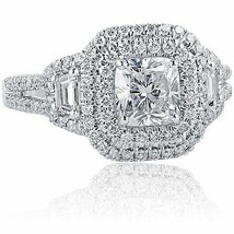 1.81 Ct Cushion Cut Trapezoid Side Diamond Engagement Ring 18k White Gold - $4,652.01