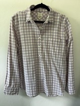 J Crew Boy Fit Popover Purple White Plaid Gingham Cotton Women’s Size Large NEW - £32.52 GBP