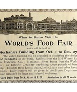 World&#39;s Food Fair Mechanics Building 1894 Advertisement Victorian Boston... - €17,23 EUR