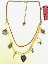 BETSEY JOHNSON Alloy Fashion Faux Pearl and Charms Double Strand Necklace - £8.01 GBP