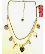 Betsey Johnson Alloy Fashion Faux Pearl and Charms Double Strand Necklace - £7.05 GBP