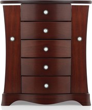 Rr Round Rich Design Jewelry Box - Made Of Solid Wood With Tower Style 4 Drawers - £71.57 GBP