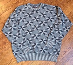 Vintage Demetre 100% Pure Virgin Wool Ski Sweater L Retro Mod Racing Gray Orion - $48.37