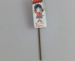 Vintage Verr Orange &amp; White With Girl Holding Umbrella Europeon Stick La... - $8.42