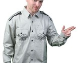 District 81 Light Button Up Shirt millatary style epaulettes - $30.11