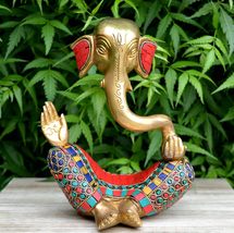 Ganesh with Decorative Work - Brass Modern Decorative Style God Ganpati ... - $57.99