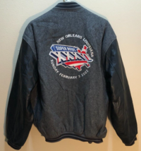 NFL Super Bowl XXXVI 2002 Patriots Rams Vintage Wool Leather Sewn Black Jacket L - $44.54