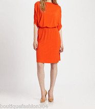 New $495 NWT Womens Josie Natori Dress Orange Jersey Small Ruched Designer Isla  - £79.58 GBP