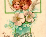 Vtg Postcard 1907 A Joyful Easter w Cross, Flowers and Children - $5.89