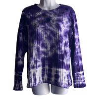 Sheesh Womens Large Tie Dye Knit Top Purple White Embroidered Neckline NWT - £16.26 GBP
