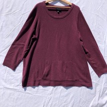 Lane Bryant Burgundy Pullover Sweater Size 26/28 Front Pocket Polyester - £19.43 GBP