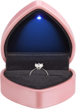 Heart Shaped Ring Gift Box with LED Light, Velvet Earrings Jewelry Case ... - $18.14