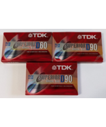 TDK 60 MINUTE CASSETTE TAPE LOT OF 3 SUPERIOR D60 NORMAL BIAS RECORDABLE... - $31.38 CAD