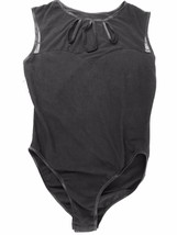 Vtg Cinema Etoile Black Bodysuit Womens Size Large Mesh Neckline Cutouts New - £16.99 GBP