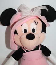 Disney Minnie Mouse 16&quot; Pink Dress Princess Hat Bow Soft Toy Plush Stuffed Doll - £9.98 GBP