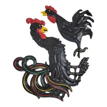 VINTAGE VERMAY USA CAST METAL PAIR OF FIGHTING ROOSTERS WALL DECORATIONS... - $38.79