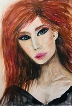 Red haired woman painting,original watercolour painting wall art. - £19.93 GBP