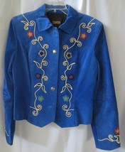 Vtg Frontier Western Beaded Pig Skin Jacket Size M Blue - $75.00