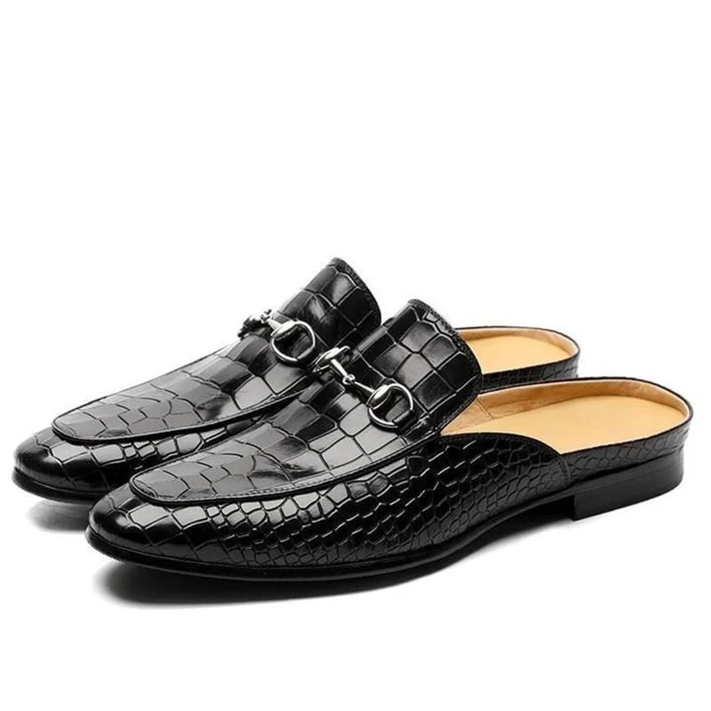 New Arrival Fashion Men Leather Loafers Male Casual Split Leather Shoes Slippers - £47.64 GBP