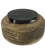 Vintage MId-Century Colette Studio Pottery Jar Signed Brown w Rubber Lid - $622.55 MXN
