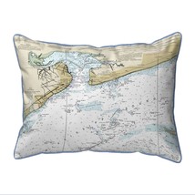 Betsy Drake St Louis Bay, MS Nautical Map Small Corded Indoor Outdoor Pillow - £38.93 GBP