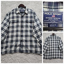 VTG Polo Sport Ralph Lauren Shirt Mens 2XL Blue Plaid Flannel Sportsman 90s - $39.55