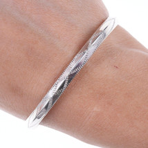 6.5&quot; Vintage Navajo Stamped silver bracelet z - $129.94