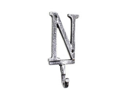 [Pack Of 2] Rustic Silver Cast Iron Letter N Alphabet Wall Hook 6&quot;&quot; - £36.37 GBP