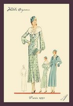 Daytime Dress in Fern with Overcoat by Atelier Bachroitz - Art Print - £17.55 GBP+