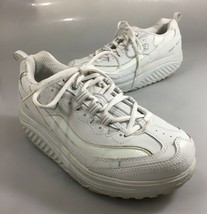 Skechers 9.5 Shape-Ups White Leather Toning Gym Shoes Sneakers Kicks - $35.77