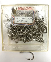 Eagle Claw Live Bait Hooks ML316MG Nickel 6/0 Box of 100 Made in USA - £19.76 GBP