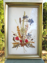 Vintage Reichlin Switzerland Handmade Pressed Dried Flowers Gold Metalli... - $12.35