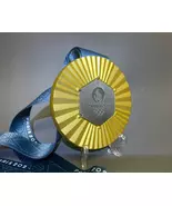 Paris 2024 Olympics 'Gold' Medal with Ribbons &amp; Olympic Pouch &amp; Display ... - $99.00